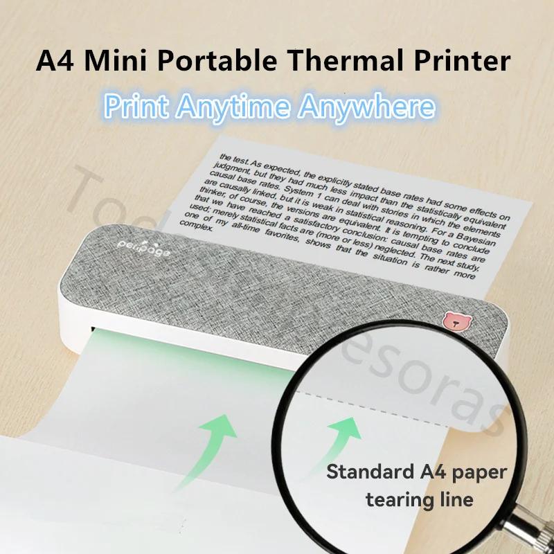 PeriPage A40 열전사 문서 프린터, 무선 USB 안드로이드 BT 프린터, PDF 파일, 웹 페이지 계약 사진 및 A4 열전사 용지